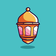 Ramadan Lantern Ornament Cartoon isolated on a blue background. Design for stickers, icons, web, etc. Vector - Illustration.