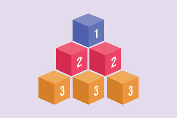 Obraz premium Bricks with numbers. Numeral cube concept. Colored flat vector illustration isolated.