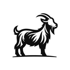 logotype of a goat, black and white, small size, isolated	
