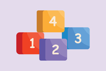 Bricks with numbers. Numeral cube concept. Colored flat vector illustration isolated.