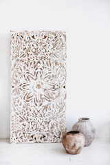Decorative ethnic elements in white studio