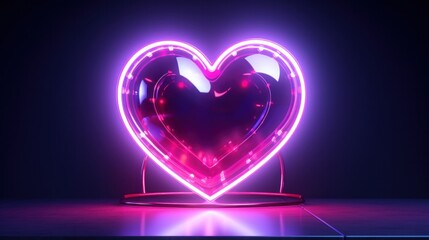 A heart shaped neon sign sitting on top of a table