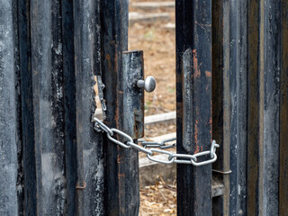old rusty padlock on the door
