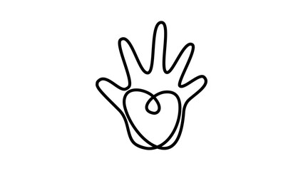 Obraz premium Donation symbol, hand with heart, black isolated silhouette