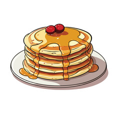 stack of pancakes with syrup , honey isolated design