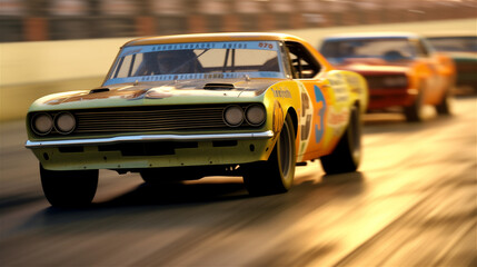 Speed chase of a race car on a circuit