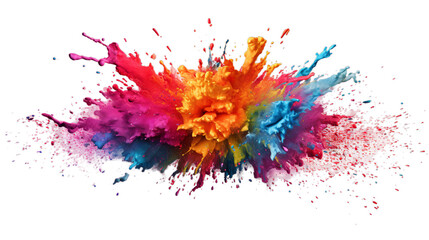 Multicolored holi powder  explosion, rainbow colors, transparent background, Generative ai - obrazy, fototapety, plakaty