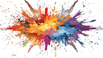 Multicolored holi powder  explosion, rainbow colors, transparent background, Generative ai - obrazy, fototapety, plakaty