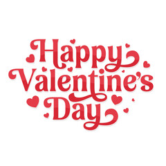 Happy Valentine's Day decorative hand drawn lettering greeting card vector illustration with some heart shape red color text. Romantic font for 14 February poster, banner, flyer.