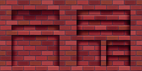 red color brick wall dip shadow set