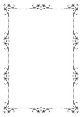 Classic ornate border and frame element. Vintage filigree ornament frame divider vector. Decorative line for page, template, poster, greeting card, wedding invitation, menu, certificate.