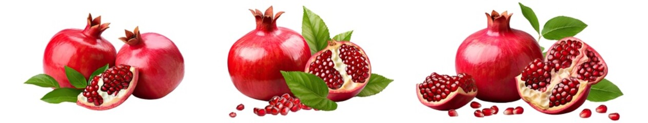 Collection of PNG. Pomegranate isolated on a transparent background.