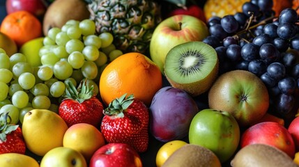 Naklejka na ściany i meble A Colorful Array of Fresh Fruits on a Table