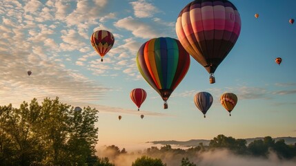 A Group of Hot Air Balloons Flying in the Sky