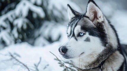 A Majestic Husky Dog Enjoying the Winter Wonderland