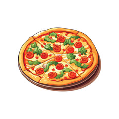 pizza on a plate isolated on white background