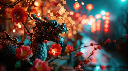 Happy new year 2024 year of the dragon. Chinese new year of the dragon - obrazy, fototapety, plakaty