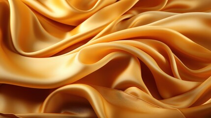 Silky smooth golden fabric waves creating a luxurious texture
