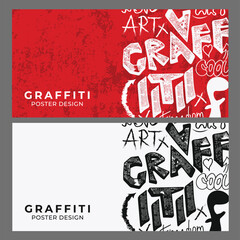 Set of banners in graffiti style. Street art, drawing on the wall. Template for banner, poster, card, flyer, cover. Vector drawing, design elements.