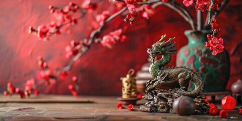 Obraz premium Happy new year 2024 year of the dragon. Chinese new year of the dragon