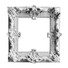 Vintage ornate picture frame isolated over transparent background, Portrait vertical antique old golden baroque victorian style frame mock up for for painting