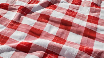 Fototapeta na wymiar A Classic Red and White Checkered Tablecloth