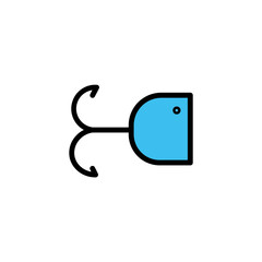 Fish Hook Sea Filled Outline Icon