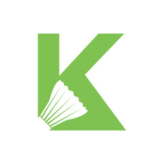 Badminton Logo combine with letter K vector template
