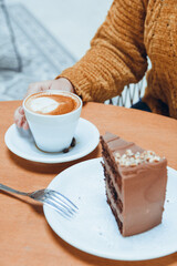 vertical image for social networks of cafe and pastry concept