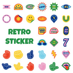 Set Collection of Retro Sticker Vector Design