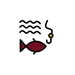Fishing Hobby Hook Filled Outline Icon