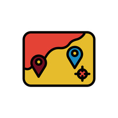 Fish Pin Map Filled Outline Icon