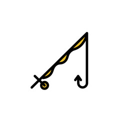 Fish Hook Rod Filled Outline Icon