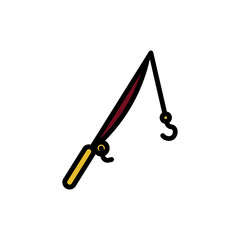 Fish Hook Rod Filled Outline Icon