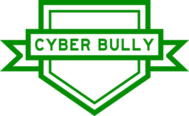 Vintage green color pentagon label banner with word cyber bully on white background