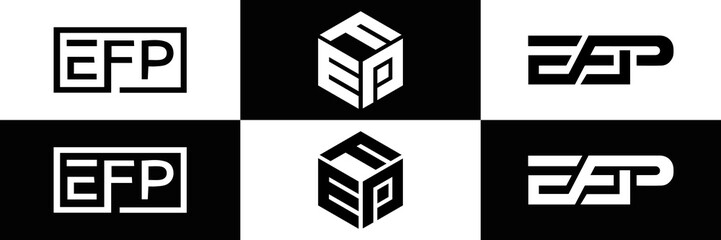  EFP logo. E F P design. White EFP letter. EFP, E F P letter logo design. E F P letter logo design in THREE style. letter logo set in one artboard. E F P letter logo vector design.	

