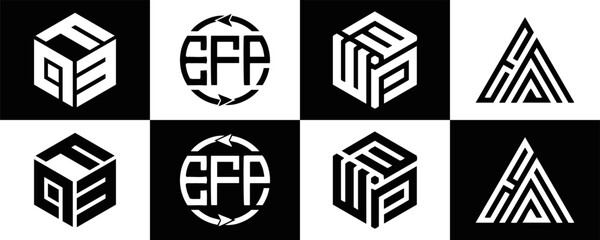  EFP logo. E F P design. White EFP letter. EFP, E F P letter logo design. E F P letter logo design in FOUR style. letter logo set in one artboard. E F P letter logo vector design.	
