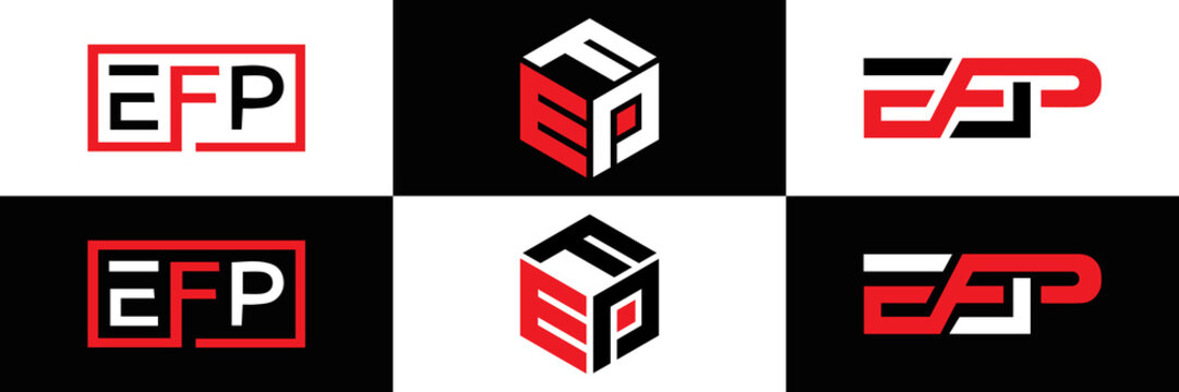  EFP logo. E F P design. White EFP letter. EFP, E F P letter logo design. E F P letter logo design in THREE style. letter logo set in one artboard. E F P letter logo vector design.	
