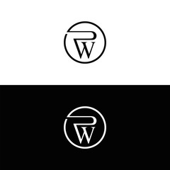 PW logo. P W design. White PW letter. PW, P W letter logo design. Initial letter PW linked circle uppercase monogram logo. P W letter logo vector design.	
