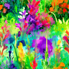 colorful seamless handpainted garden texture