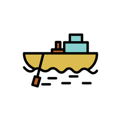 Fishing Boat Sea Filled Outline Icon