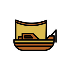 Fishing Boat Sea Filled Outline Icon