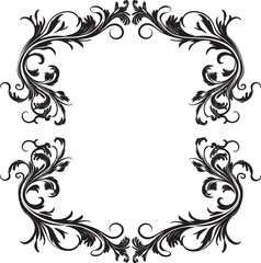 Vintage Flourish Artistic Decorative Frame Vector Logo Icon Modern Opulence Sleek Black Frame Design in Vector Logo
