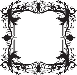 Baroque Essence Artistic Decorative Frame Vector Logo Chic Elegance Vector Black Frame Logo Icon Design