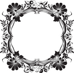 Delicate Intricacy Artistic Decorative Frame in Vector Black Sleek Sophistication Vector Black Frame Icon for Logo Design