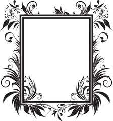Futuristic Classicism Vector Black Frame Logo Icon Design Delicate Intricacy Artistic Decorative Frame in Vector Black