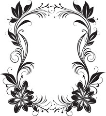 Stylish Essence Artistic Decorative Frame Vector Logo Minimalist Grandeur Black Frame Icon Vector Design