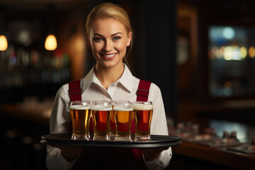 Cheers to Happiness: Waitress and Beer