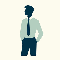 silhouette of a business person. flat and minimalist design