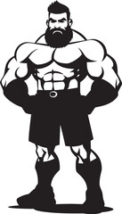 Flex Fusion Cartoon Caricature Black Bodybuilder in Vector Logo Champion Physique Black Logo Icon of Cartoon Bodybuilder in Vector